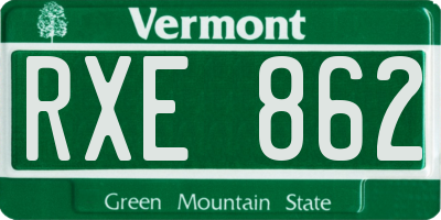 VT license plate RXE862