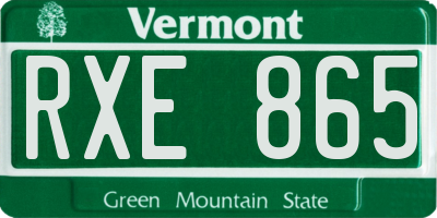 VT license plate RXE865