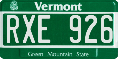 VT license plate RXE926