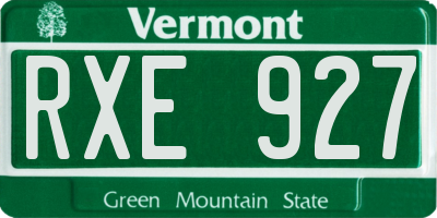 VT license plate RXE927