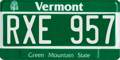 VT license plate RXE957