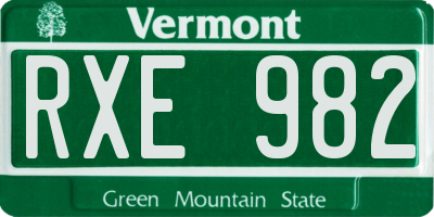 VT license plate RXE982