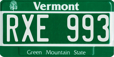 VT license plate RXE993