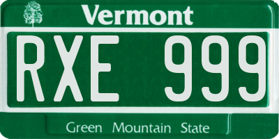 VT license plate RXE999