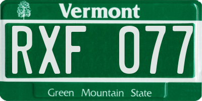 VT license plate RXF077