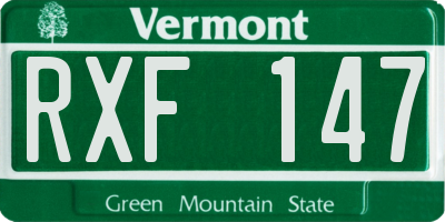 VT license plate RXF147