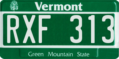 VT license plate RXF313
