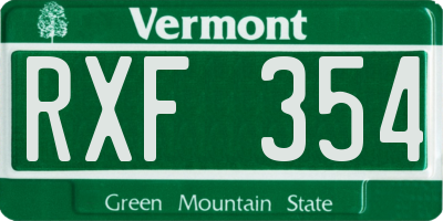 VT license plate RXF354