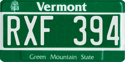 VT license plate RXF394