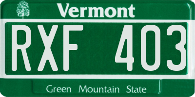 VT license plate RXF403