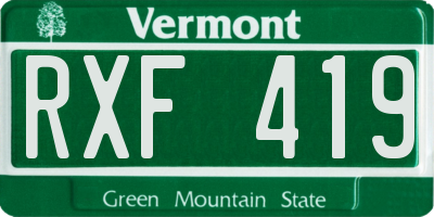 VT license plate RXF419