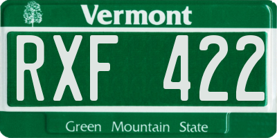VT license plate RXF422