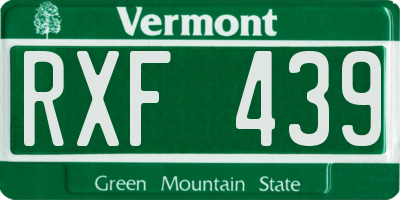 VT license plate RXF439