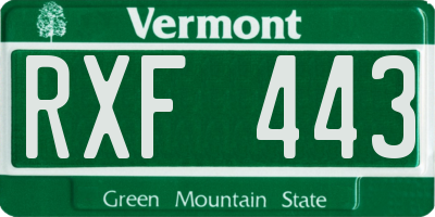 VT license plate RXF443