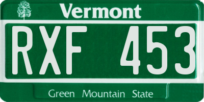 VT license plate RXF453