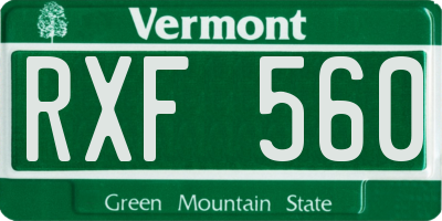 VT license plate RXF560