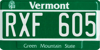VT license plate RXF605