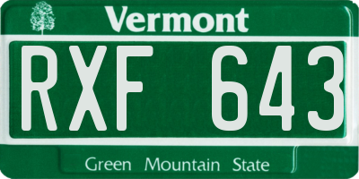 VT license plate RXF643