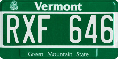 VT license plate RXF646