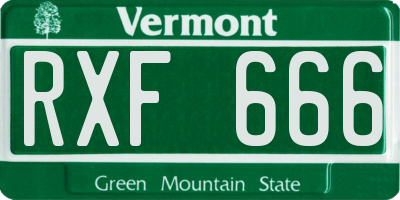 VT license plate RXF666