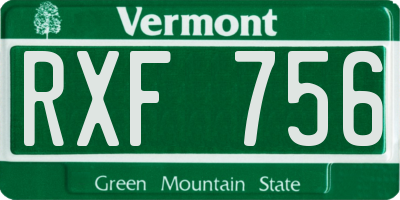 VT license plate RXF756