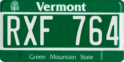 VT license plate RXF764