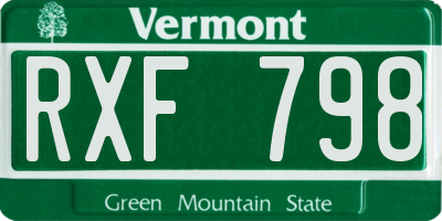 VT license plate RXF798