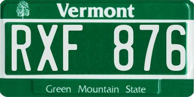 VT license plate RXF876