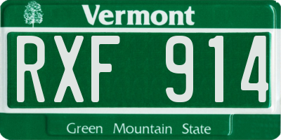 VT license plate RXF914