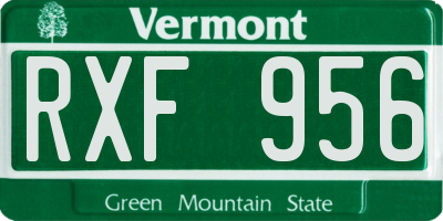 VT license plate RXF956