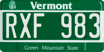 VT license plate RXF983