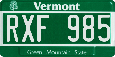 VT license plate RXF985