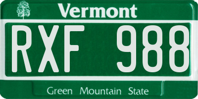 VT license plate RXF988