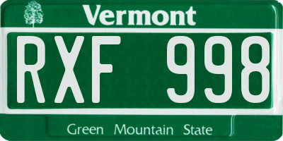 VT license plate RXF998