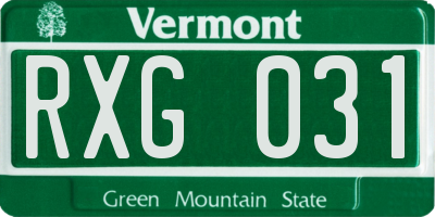 VT license plate RXG031