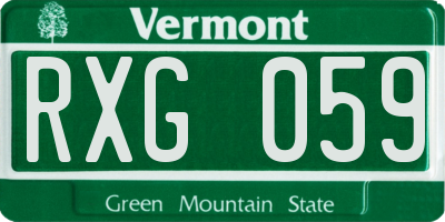 VT license plate RXG059