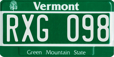 VT license plate RXG098