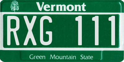 VT license plate RXG111