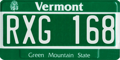 VT license plate RXG168