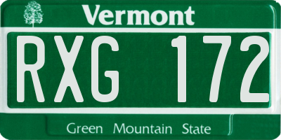 VT license plate RXG172