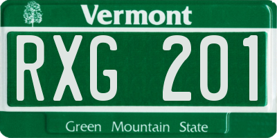 VT license plate RXG201