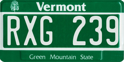 VT license plate RXG239