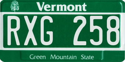 VT license plate RXG258