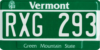 VT license plate RXG293