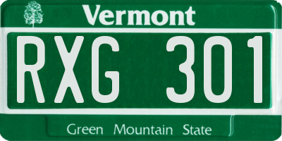 VT license plate RXG301