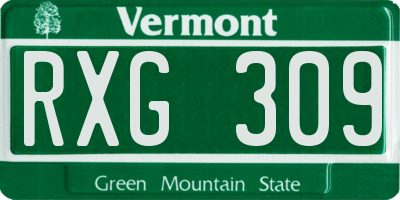 VT license plate RXG309