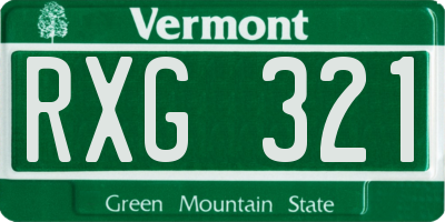 VT license plate RXG321