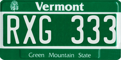 VT license plate RXG333