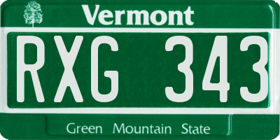VT license plate RXG343