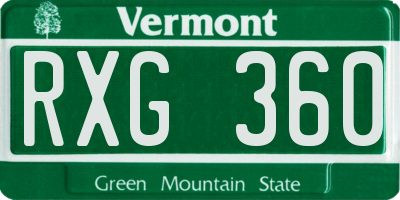 VT license plate RXG360